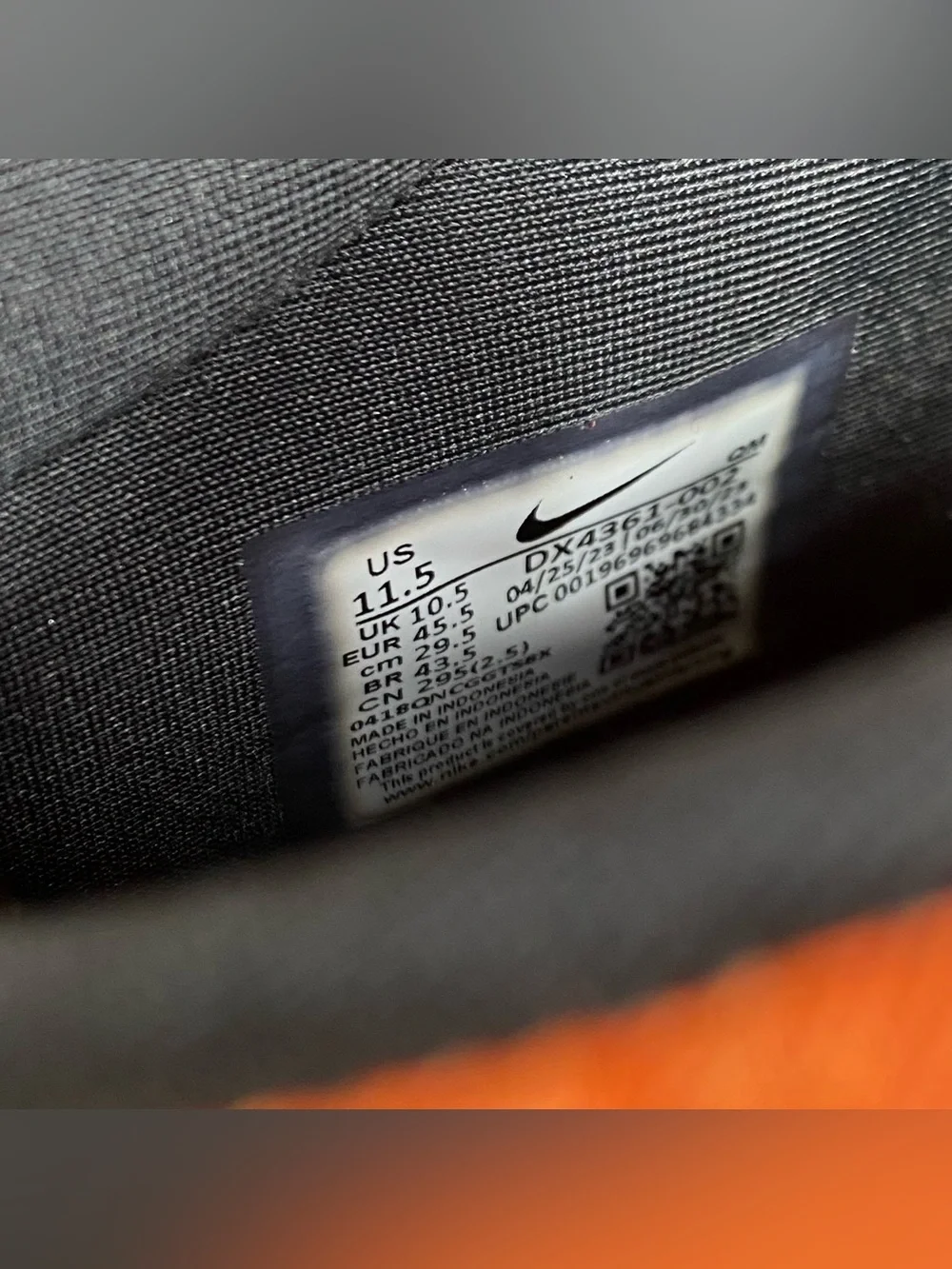 Nike React Leo Baker Black Orange Men's Size 11.5 Skate Shoes Sneaker DX4361-002